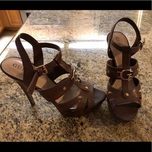 Guess brown sandal heels